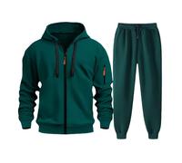 Chándal para hombre, conjunto completo de sudadera con capucha de manga larga con cremallera y pantalones deportivos de cintura elástica con bolsillos, cómodas sudaderas térmicas acolchadas, trajes de