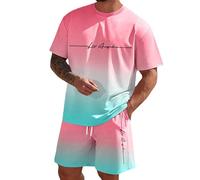 Chándal para Hombre Conjunto de Camiseta Pantalones Cortos Traje Verano 2 Piezas Dos Deportivo Cómodo Transpirable Playa Hombres