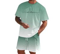Chándal para Hombre Conjunto de Chándal Camiseta + Pantalones Cortos Traje de Verano de 2 Piezas de dos Piezas Deportivo Cómodo Transpirable Traje de Playa de Verano Hombres