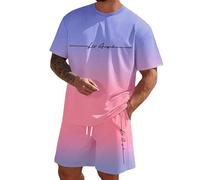 Chándal para Hombre Conjunto de Chándal Camiseta + Pantalones Cortos Traje de Verano de 2 Piezas de dos Piezas Deportivo Cómodo Transpirable Traje de Playa de Verano Hombres