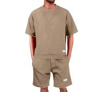 Chándal para Hombre Conjunto de Chándals Camiseta + Pantalones Cortos Traje de Verano 2 Piezas Cómodo Transpirable Traje de Deportivo Hombres Casual Holgados Corto Chandals