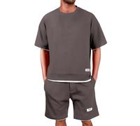 Chándal para Hombre Conjunto de Chándals Camiseta + Pantalones Cortos Traje de Verano 2 Piezas Cómodo Transpirable Traje de Deportivo Hombres Casual Holgados Corto Chandals