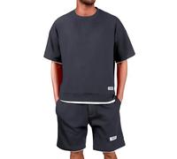 Chándal para Hombre Conjunto de Chándals Camiseta + Pantalones Cortos Traje de Verano 2 Piezas Cómodo Transpirable Traje de Deportivo Hombres Casual Holgados Corto Chandals