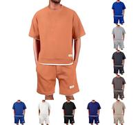 Chándal para Hombre Conjunto de Chándals Camiseta + Pantalones Cortos Traje de Verano 2 Piezas Cómodo Transpirable Traje de Deportivo Hombres Casual Holgados Corto Chandals