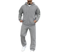 Chándal para hombre Conjunto de traje de chándal de algodón sudadera y pantalones de chándal Ropa deportiva Ropa deportiva Traje de jogging Traje de pista para hombre, gris, M