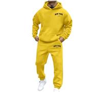 Chándal para hombre de 2 piezas, manga larga, sudadera con capucha y pantalones de chándal holgados New York Los Ángeles, traje deportivo con bolsillos, otoño e invierno, traje de casa, traje de ocio