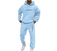 Chándal para hombre de 2 piezas, manga larga, sudadera con capucha y pantalones de chándal holgados New York Los Ángeles, traje deportivo con bolsillos, otoño e invierno, traje de casa, traje de ocio