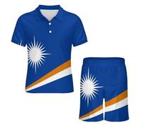 Chándal para Hombre De 2 Piezas Polo Y Pantalón Corto Estampado De La Bandera De La República De Las Islas Marshall Camisetas Y Pantalones Cortos para Verano Ideales para Actividades Al Aire Libre