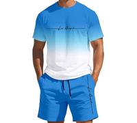 Chándal para hombre de verano al aire libre traje de playa de dos piezas suelto ligero traje deportivo regular ajuste cómodo traje de casa de 2 piezas camiseta y pantalones cortos hombres traje casual