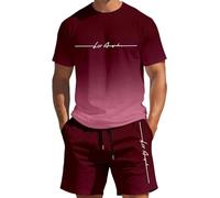 Chándal para hombre de verano al aire libre traje de playa de dos piezas suelto ligero traje deportivo regular ajuste cómodo traje de casa de 2 piezas camiseta y pantalones cortos hombres traje casual