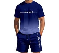 Chándal para hombre de verano al aire libre traje de playa de dos piezas suelto ligero traje deportivo regular ajuste cómodo traje de casa de 2 piezas camiseta y pantalones cortos hombres traje casual