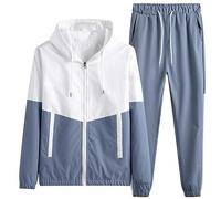 Chándal para hombre, holgado, cómodo, deportivo, para correr, fitness, transpirable, con bolsillos, manga larga, para gimnasio, ligero, azul, talla 6XL