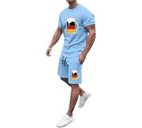 Chándal para hombre hombre verano casual camiseta estampada cordón pantalones cortos conjunto chaleco azul, azul claro, M