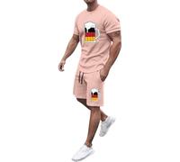 Chándal para hombre hombre verano casual camiseta estampada cordón pantalones cortos conjunto chaleco azul, Rosa., L
