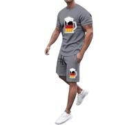 Chándal para hombre hombre verano casual camiseta estampada cordón pantalones cortos conjunto chaleco azul, gris, L