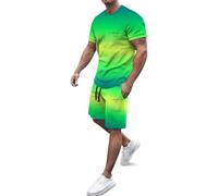 Chándal para hombre ropa de verano chándal estampado conjunto de dos piezas cómodo ocio traje deportivo 2 piezas pantalones cortos y camiseta suave cómodo traje casual hombres