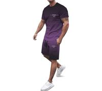 Chándal para hombre ropa de verano chándal estampado conjunto de dos piezas cómodo ocio traje deportivo 2 piezas pantalones cortos y camiseta suave cómodo traje casual hombres