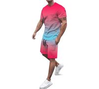 Chándal para hombre ropa de verano chándal estampado conjunto de dos piezas cómodo ocio traje deportivo 2 piezas pantalones cortos y camiseta suave cómodo traje casual hombres