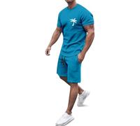 Chándal para hombre trajes de 2 piezas traje deportivo holgado casual playa verano 2025 camisetas y pantalones deportivos