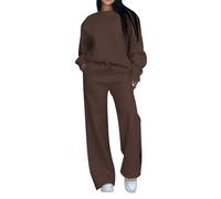 Chándal para mujer de algodón de dos piezas - Chándal de 2 piezas sudadera de chándal conjunto elegante monocolor traje de casa holgado traje deportivo clásico ropa deportiva adolescente niña Y2K