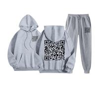 Chándal para mujer, divertido Fu Qr Code Fuck-You Chándal para mujer - Divertido sudadera con capucha y pantalones de chándal Humorous Hidden Message Shirt Funky Trend Y2K Tracksuit Adolescentes Niñas