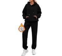 Chándal para mujer, traje de invierno, traje de ocio, monocolor, sudadera con capucha, manga larga, con bolsillos, traje de casa de 2 piezas, chaqueta con capucha, pantalones de jogging, traje