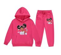 Chándal para niña con dibujos animados para niñas, chándal clásico, traje de ocio, ropa deportiva, conjunto de fitness, sudadera con capucha y pantalones de chándal 2-13 años, Rosa intenso., 2-3 años