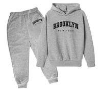 Chándal para niños Chándal Deportivo Niños Invierno Sudadera con Capucha Conjunto Popular Impreso Sudadera Conjunto en Ropa Interior Casual Letras Disfraz Niño Ropa Deportiva Chándal Verano, gris, 5-6