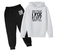 Chándal para niños Chándal Niños Verano Invierno Niños Sudadera Conjunto Popular Impreso en Ropa Interior Traje Casual Disfraz Niño Ropa Deportiva Tracksuit Sport, Blanco, 12-13 años