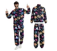 Chándal retro de los años 80 y 90, traje vintage de hip hop para fiestas y | Disponible en varios estilos. Ajuste vintage de gran tamaño, perfecto para fiestas temáticas, Halloween