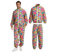 Chándal retro de los años 80 y 90, traje vintage de hip hop para fiestas y | Disponible en varios estilos. Ajuste vintage de gran tamaño, perfecto para fiestas temáticas, Halloween