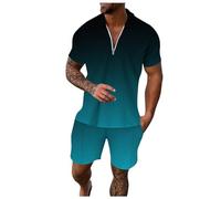 Chándal Rojo Rayas Gradiente Rampa Imprimir Dos Piezas Cremallera Manga Corta Top Blusa Cordón Bolsa Corto Conjunto Occidental Caja de Teléfono, marine, L