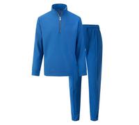Chándales completos de felpa Waff Cuello Alto Media Cremallera Bolsillo Manga Larga Suéter Pantalones Casual Mono Vestido Doble Pecho, turquesa, XL