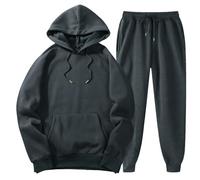 Chándales de hombre conjunto completo sudaderas con capucha de manga larga y pantalones de chándal con solapa. Ropa ligera y cómoda. Chándal de hombre de 2 piezas, gris oscuro, XXXL