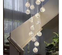 Chandelier 15 Glass LED Chandelier, Minimalist Staircase Pendant Light, Creative Long Chandeliers, Gypsophila Long Hanging Lights, Ceiling Lights in The Villa, Stairwells and Livi
