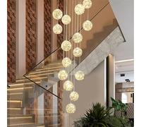 Chandelier 15 Glass LED Chandelier, Minimalist Staircase Pendant Light, Creative Long Chandeliers, Gypsophila Long Hanging Lights, Ceiling Lights in The Villa, Stairwells and Livi