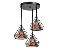 Chandelier 3Heads Iron Painted Industrial Chandeliers E27 Diamond Chandelier LED Lights for Living Room Kitchen Modern Black Cage Living Room (Body Color : Type 2) (Type 1)