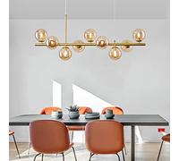 Chandelier 9 Light Glass Globe Chandelier Mid Century Sputnik Pendant Lighting for Kitchen Island and Dining Room Contemporary LED Ceiling Pendant Light Fixture 33x9inch