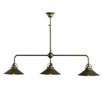 Chandelier adjustable height 3 light in burnished brass vintage style rustic