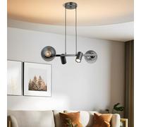 Chandelier Antique Lacquer, cuerpo de metal, altura ajustable 30-110 cm, diámetro de 14 tapa de cristal, 2 x E27 y 2 x casquillo GU10, elegante iluminación para decoración del hogar