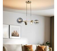 Chandelier Antique Lacquer, cuerpo de metal, altura ajustable 30-110 cm, diámetro de 14 tapa de cristal, 2 x E27 y 2 x casquillo GU10, elegante iluminación para decoración del hogar