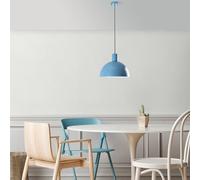 Chandelier azul claro, altura ajustable 28-117 cm, cuerpo de metal, diámetro de 30 cm, casquillo E27, perfecto para decoración moderna del hogar, calificación IP20
