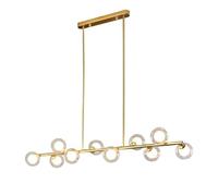 Chandelier Ceiling Lamp, Long g9 Bubble Glass Hanging Adjustable Linear Pendant Light for Dining Kitchen Island Living Room Hotel