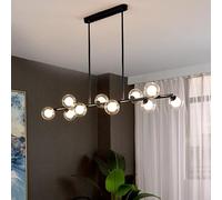 Chandelier Ceiling Lamp, Long g9 Bubble Glass Hanging Adjustable Linear Pendant Light for Dining Kitchen Island Living Room Hotel