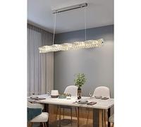 Chandelier Ceiling Lamp, Rectangular Crystal for Kitchen Island, Luxury Linear Pendant Light, led Hanging Fixture Dining Room Living