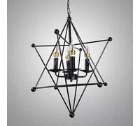 Chandelier Ceiling Vintage Industrial Star Chandeliers Black Candle Pendant Metal Fixture Hard-Wired 4-Light Rustic Lighting for Retro Kitchen Living Room Bar Home Decor Lamp