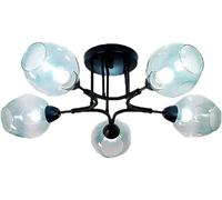 Chandelier Chandelier,5-Lights Nordic Light Fixture Black Vintage Ceiling Lamp for Living Dining Room Bedroom Bar-Blue lampshade 60x20cm Home Decor Lamp(Blue Lampshad