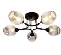 Chandelier Chandelier,5-Lights Nordic Light Fixture Black Vintage Ceiling Lamp for Living Dining Room Bedroom Bar-Blue lampshade 60x20cm Home Decor Lamp(Black)