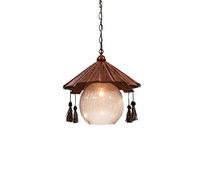 Chandelier Chandelier, Bamboo Wood Country V-intage Pendant Lighting Lantern E-dison Adjustable Iron Metal Ceiling Hanging Light Fixture Glass Lantern for Bedroom Living Room Decor Cha