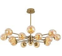 Chandelier , Chandelier Ceiling Light Hanging Pendant Lighting Fixture Glass Light With 8 12 16-Light Modern Chandelier Compatible With Living Room Bedroom-Copper-Colored-Copper Colored Cognac -16